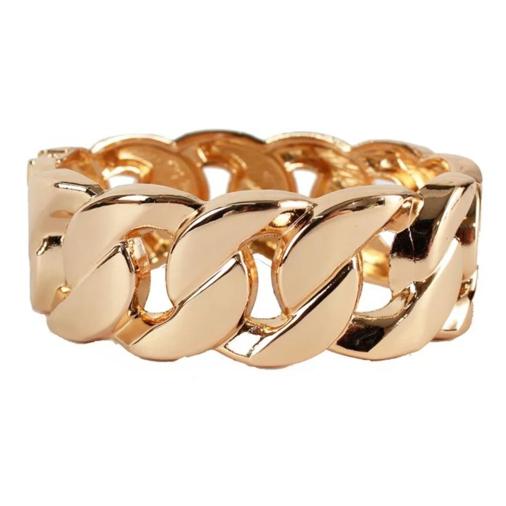 Gold Chunky Chain Link Bracelet Metal Bangle Thick Bold Statement Jewelry